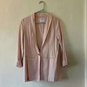 Lightweight Blush Linen Blend 3/4 Sleeve Blazer - Size XS